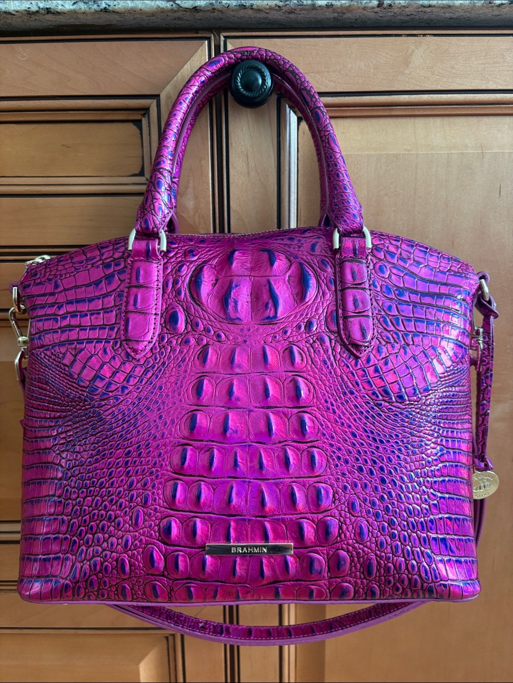 Brahmin duxbury voltage violet satchel Melbourne shoulder bag croc leather rare - Picture 3 of 17
